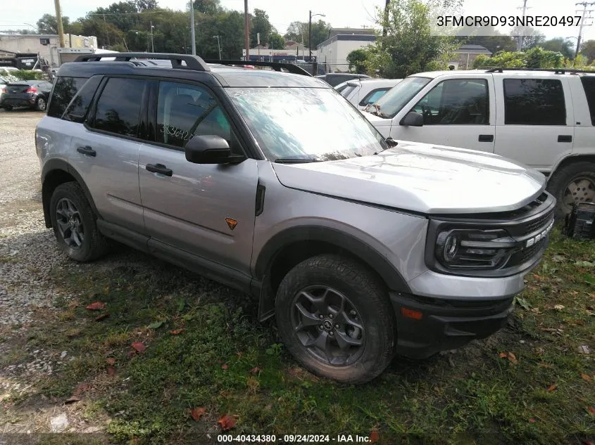 2022 Ford Bronco Sport Badlands VIN: 3FMCR9D93NRE20497 Lot: 40434380