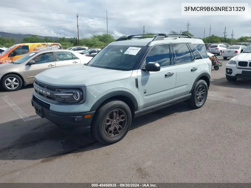 2022 Ford Bronco Sport Big Bend VIN: 3FMCR9B63NRE31329 Lot: 40450935