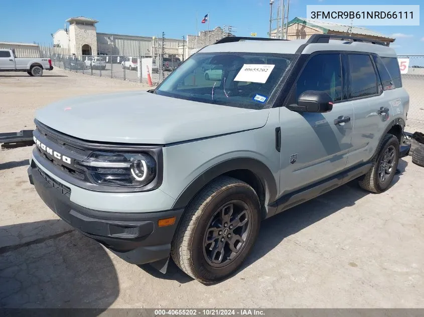 2022 Ford Bronco Sport Big Bend VIN: 3FMCR9B61NRD66111 Lot: 40655202