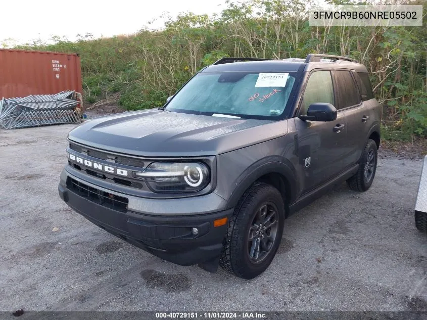 2022 Ford Bronco Sport Big Bend VIN: 3FMCR9B60NRE05502 Lot: 40729151