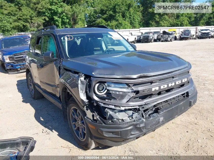 2023 Ford Bronco Sport Big Bend VIN: 3FMCR9B67PRE02547 Lot: 39600094