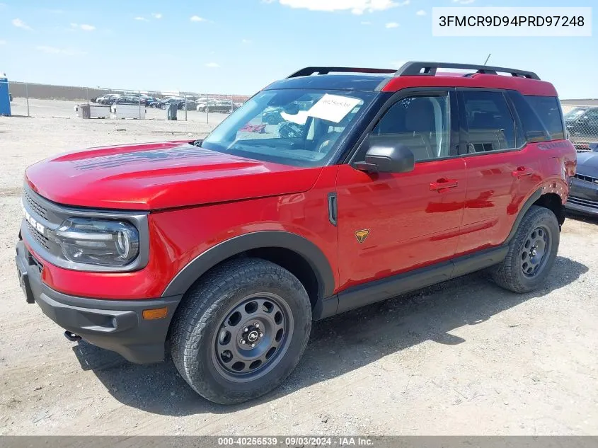 2023 Ford Bronco Sport Badlands VIN: 3FMCR9D94PRD97248 Lot: 40256539