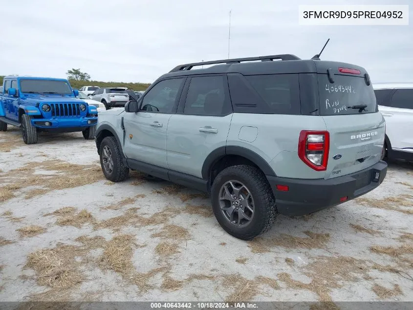 2023 Ford Bronco Sport Badlands VIN: 3FMCR9D95PRE04952 Lot: 40643442