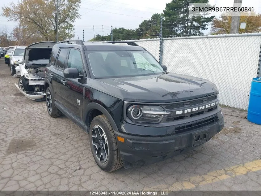 2024 Ford Bronco Sport Big Bend VIN: 3FMCR9B67RRE60841 Lot: 12145943