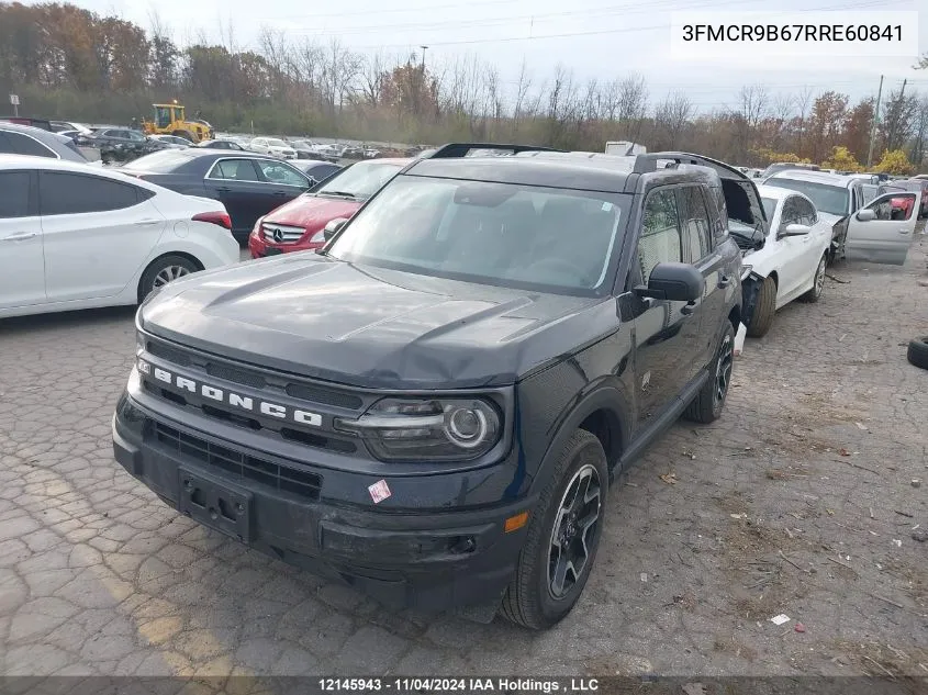 2024 Ford Bronco Sport Big Bend VIN: 3FMCR9B67RRE60841 Lot: 12145943