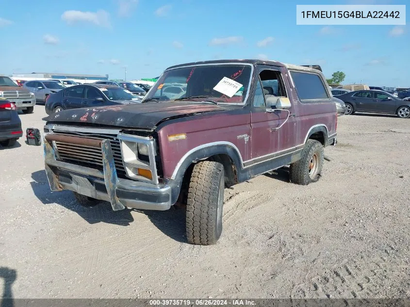 1981 Ford Bronco U100 VIN: 1FMEU15G4BLA22442 Lot: 39735719