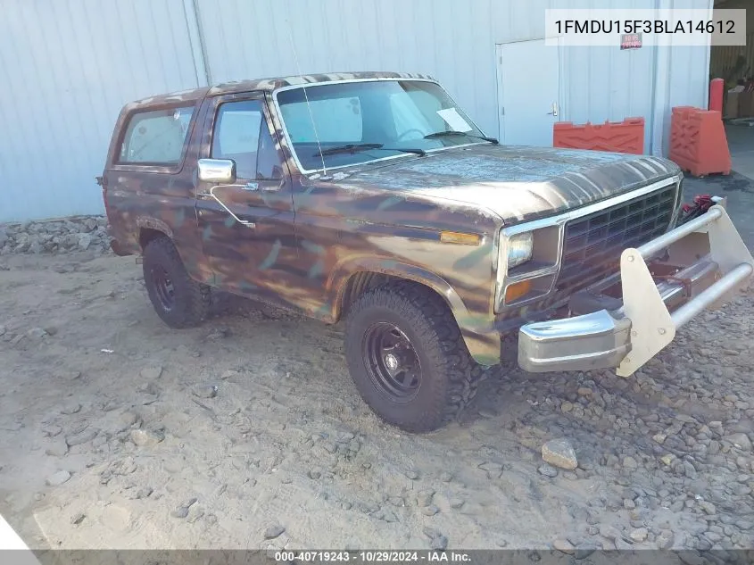 1981 Ford Bronco U100 VIN: 1FMDU15F3BLA14612 Lot: 40719243