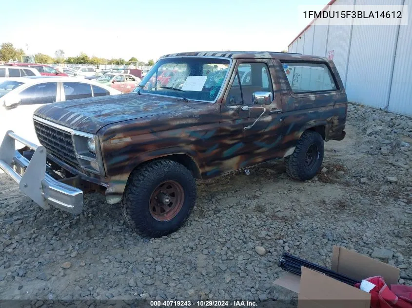 1981 Ford Bronco U100 VIN: 1FMDU15F3BLA14612 Lot: 40719243