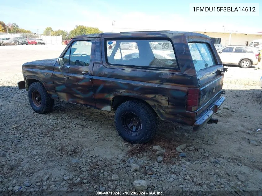 1981 Ford Bronco U100 VIN: 1FMDU15F3BLA14612 Lot: 40719243