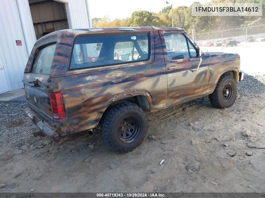 1981 Ford Bronco U100 VIN: 1FMDU15F3BLA14612 Lot: 40719243