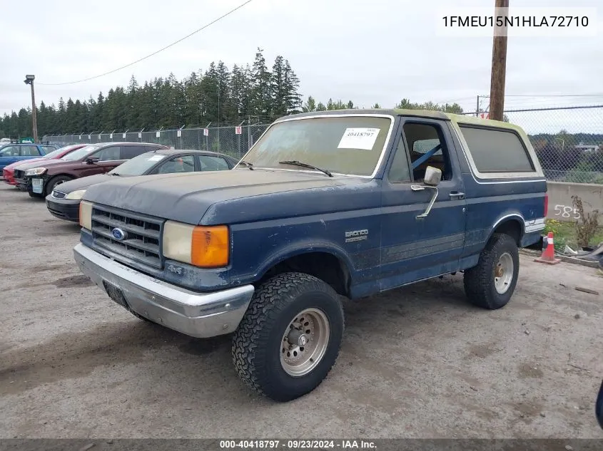 1987 Ford Bronco U100 VIN: 1FMEU15N1HLA72710 Lot: 40418797