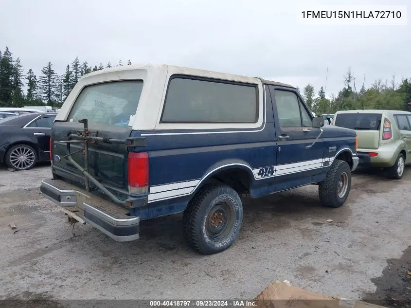 1987 Ford Bronco U100 VIN: 1FMEU15N1HLA72710 Lot: 40418797