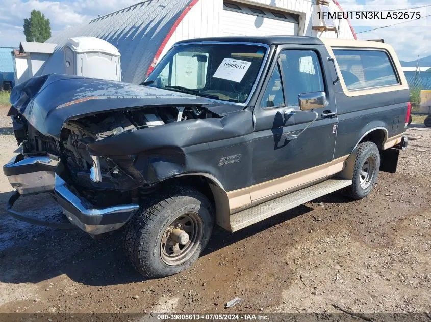 1989 Ford Bronco U100 VIN: 1FMEU15N3KLA52675 Lot: 39805613