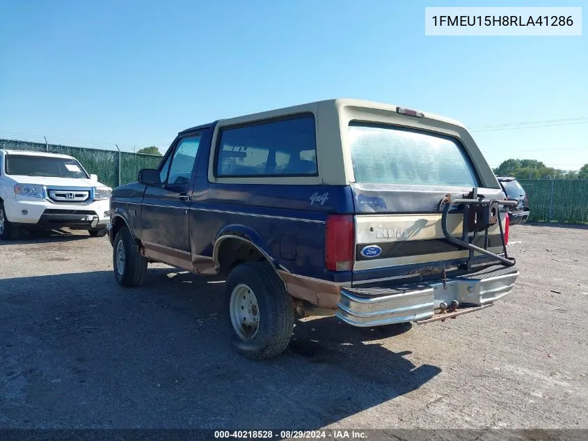 1994 Ford Bronco U100 VIN: 1FMEU15H8RLA41286 Lot: 40218528