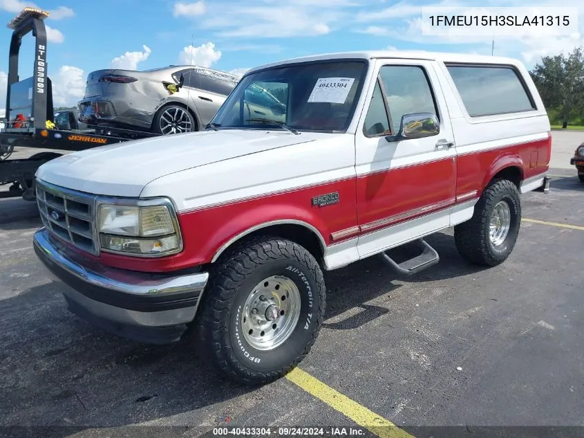 1995 Ford Bronco U100 VIN: 1FMEU15H3SLA41315 Lot: 40433304