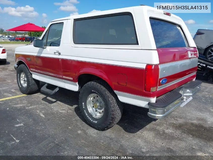 1995 Ford Bronco U100 VIN: 1FMEU15H3SLA41315 Lot: 40433304