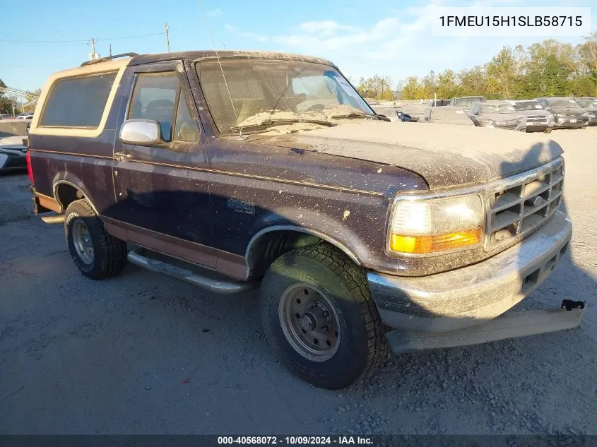 1995 Ford Bronco U100 VIN: 1FMEU15H1SLB58715 Lot: 40568072