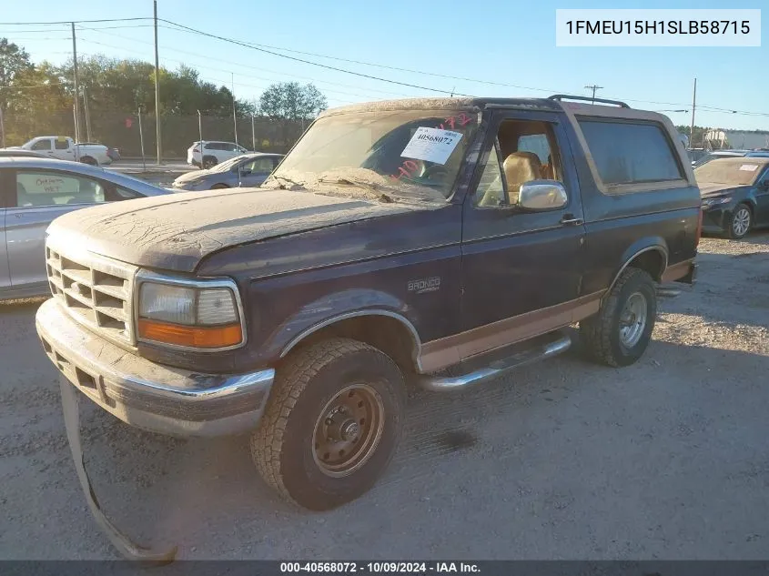 1995 Ford Bronco U100 VIN: 1FMEU15H1SLB58715 Lot: 40568072