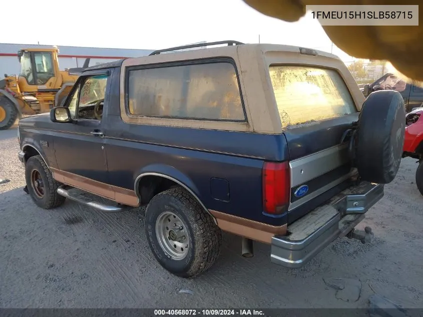 1995 Ford Bronco U100 VIN: 1FMEU15H1SLB58715 Lot: 40568072