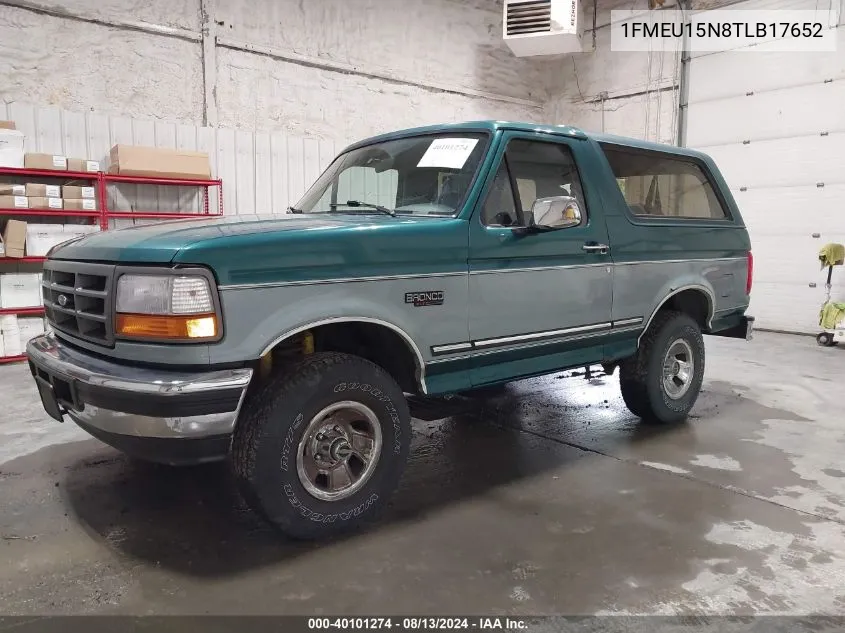 1996 Ford Bronco U100 VIN: 1FMEU15N8TLB17652 Lot: 40101274