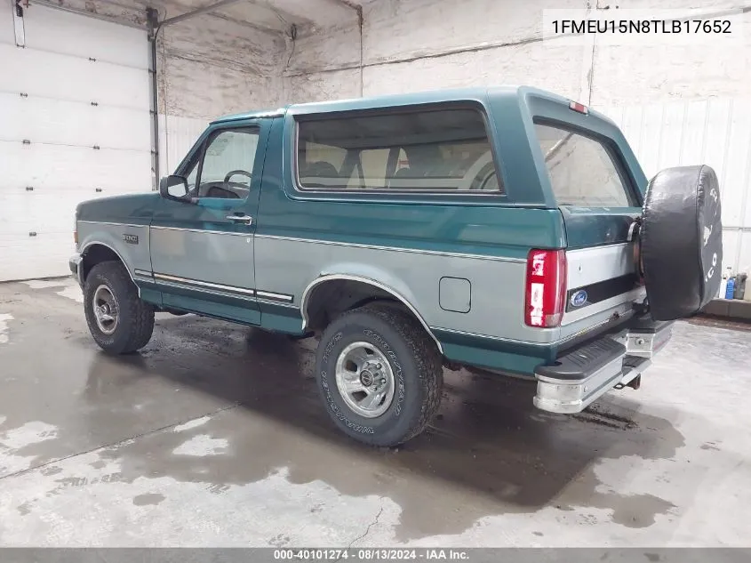 1996 Ford Bronco U100 VIN: 1FMEU15N8TLB17652 Lot: 40101274