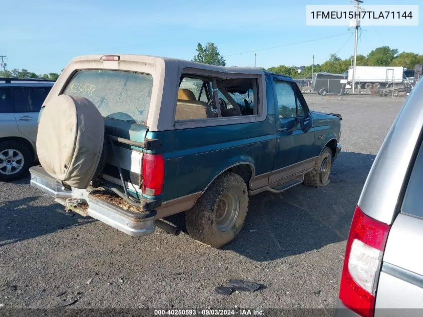 1996 Ford Bronco U100 VIN: 1FMEU15H7TLA71144 Lot: 40250593