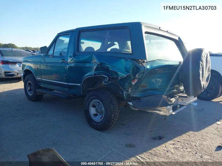 1996 Ford Bronco U100 VIN: 1FMEU15N2TLA30703 Lot: 40451785