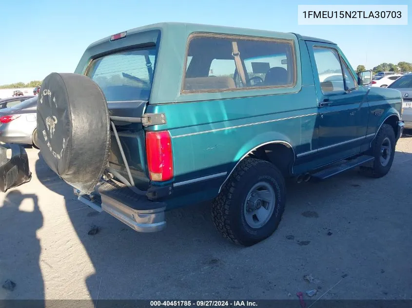 1996 Ford Bronco U100 VIN: 1FMEU15N2TLA30703 Lot: 40451785