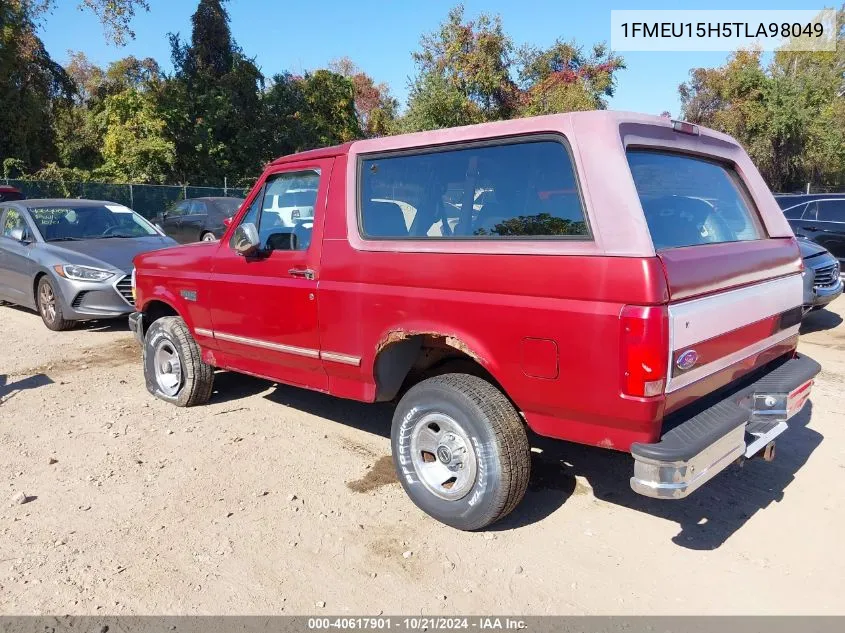 1996 Ford Bronco U100 VIN: 1FMEU15H5TLA98049 Lot: 40617901