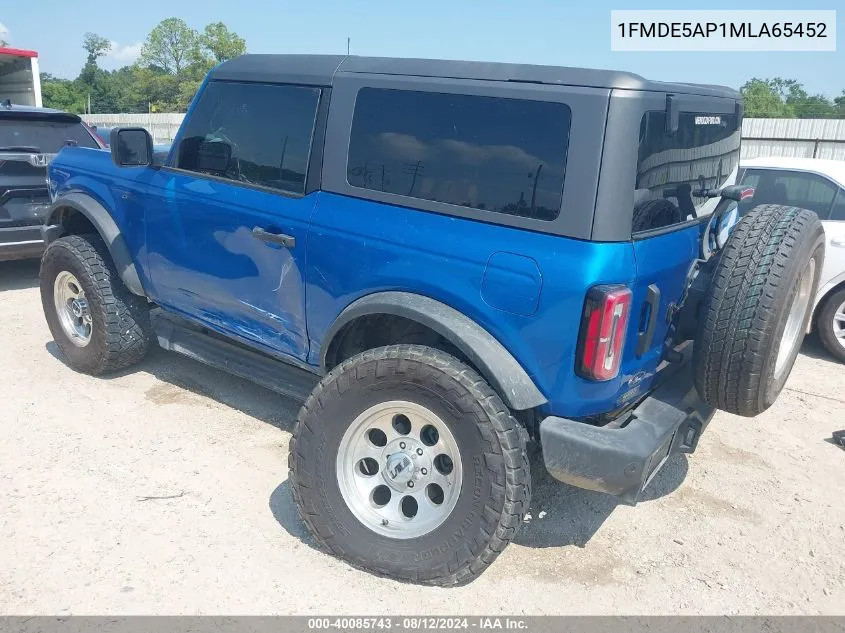 2021 Ford Bronco Big Bend/Black Diamond/Outer Banks VIN: 1FMDE5AP1MLA65452 Lot: 40085743