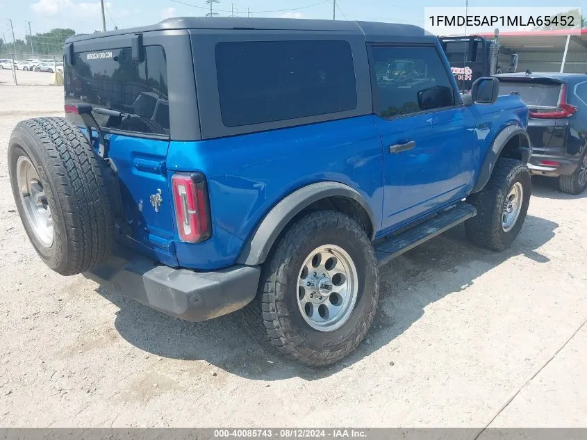 2021 Ford Bronco Big Bend/Black Diamond/Outer Banks VIN: 1FMDE5AP1MLA65452 Lot: 40085743