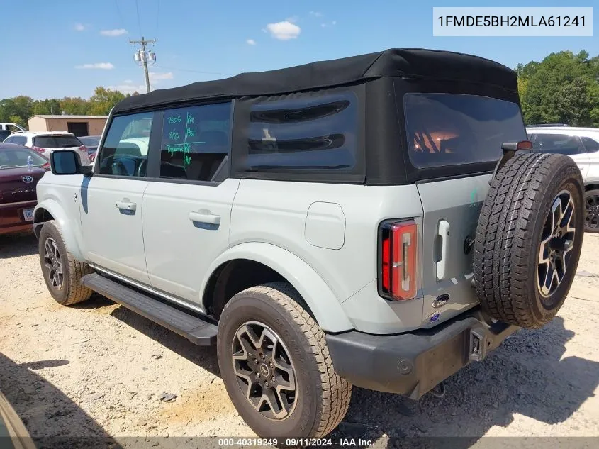 2021 Ford Bronco Big Bend/Black Diamond/Ou VIN: 1FMDE5BH2MLA61241 Lot: 40319249