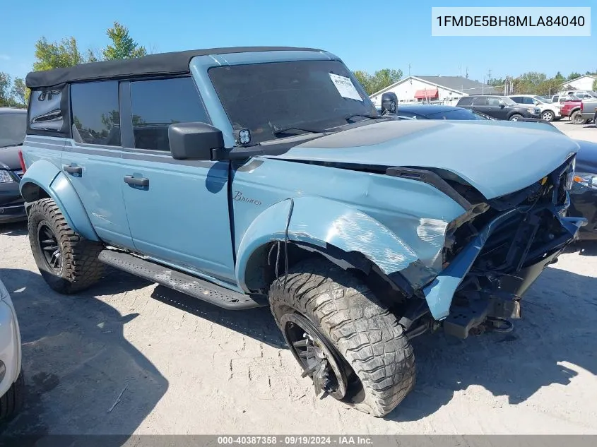 2021 Ford Bronco Big Bend VIN: 1FMDE5BH8MLA84040 Lot: 40387358