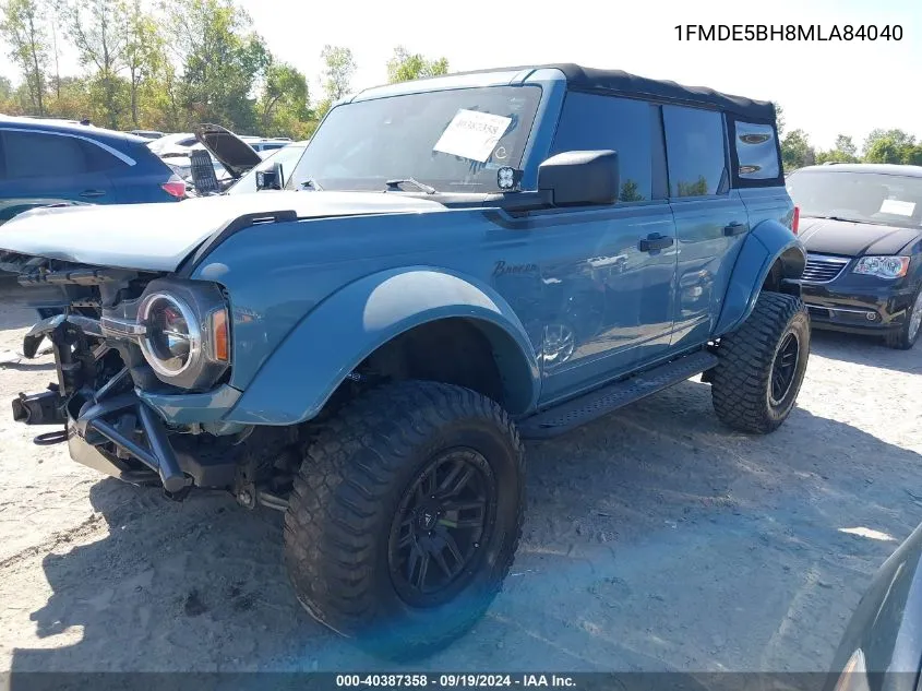 2021 Ford Bronco Big Bend VIN: 1FMDE5BH8MLA84040 Lot: 40387358