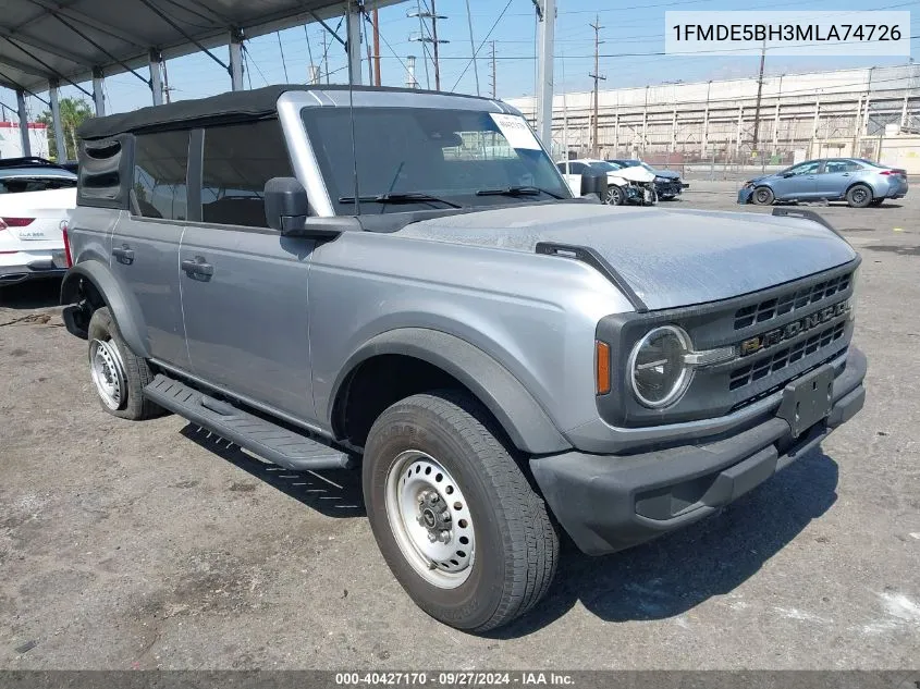 2021 Ford Bronco VIN: 1FMDE5BH3MLA74726 Lot: 40427170