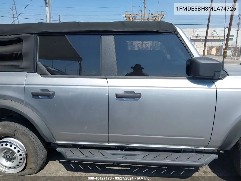 2021 Ford Bronco VIN: 1FMDE5BH3MLA74726 Lot: 40427170