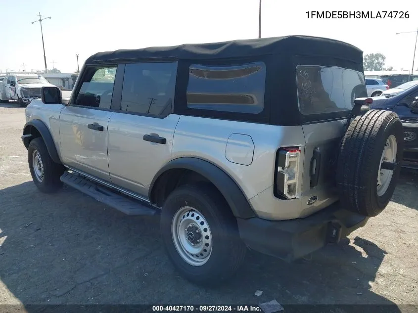 2021 Ford Bronco VIN: 1FMDE5BH3MLA74726 Lot: 40427170