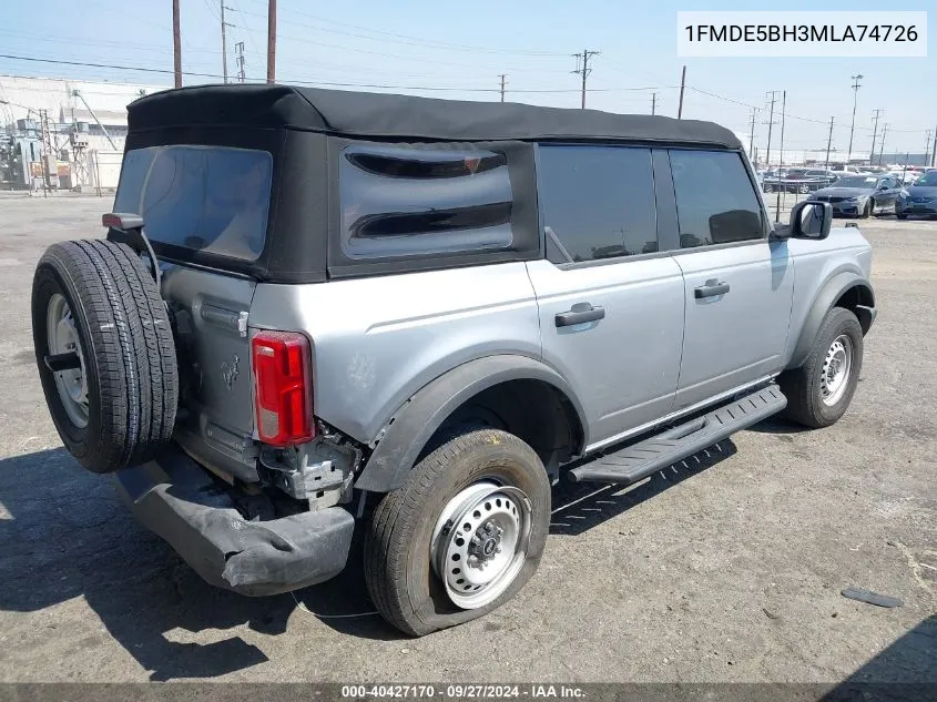 2021 Ford Bronco VIN: 1FMDE5BH3MLA74726 Lot: 40427170