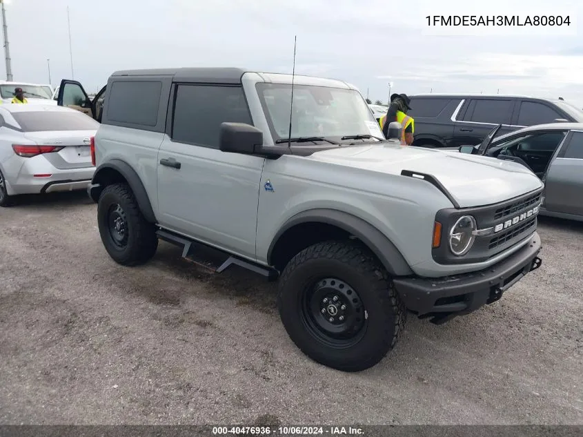 2021 Ford Bronco Big Bend/Black Diamond/Ou VIN: 1FMDE5AH3MLA80804 Lot: 40476936