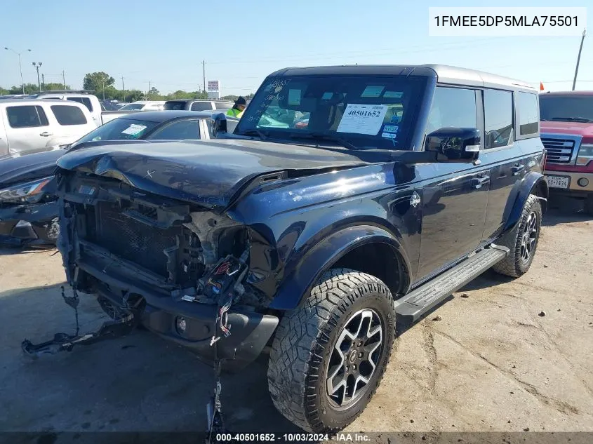 2021 Ford Bronco Outer Banks VIN: 1FMEE5DP5MLA75501 Lot: 40501652