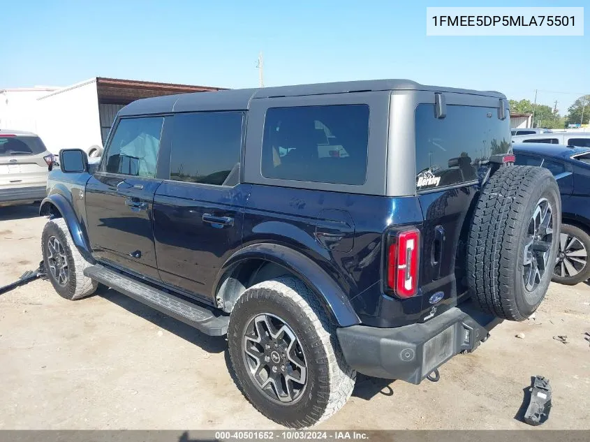 2021 Ford Bronco Outer Banks VIN: 1FMEE5DP5MLA75501 Lot: 40501652