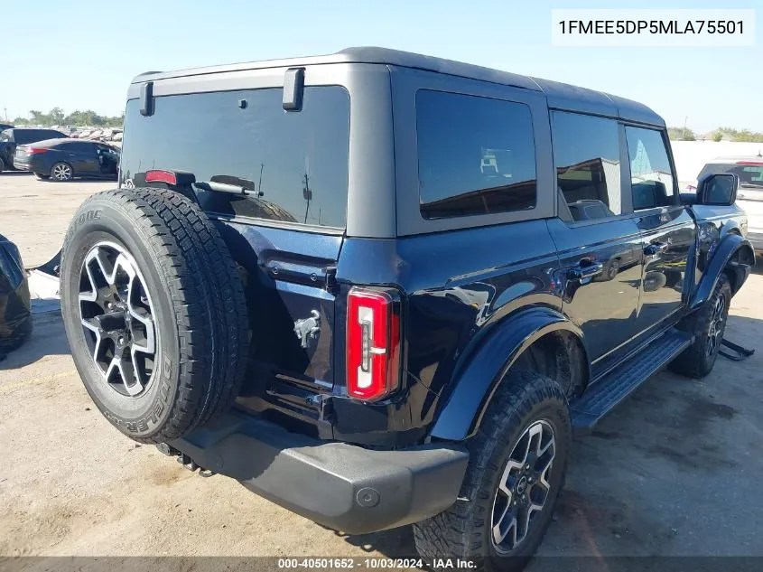 2021 Ford Bronco Outer Banks VIN: 1FMEE5DP5MLA75501 Lot: 40501652