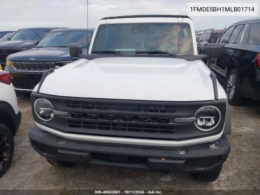 2021 Ford Bronco Big Bend/Black Diamond/Ou VIN: 1FMDE5BH1MLB01714 Lot: 40503581