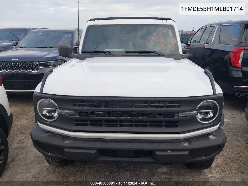 2021 Ford Bronco Big Bend/Black Diamond/Ou VIN: 1FMDE5BH1MLB01714 Lot: 40503581