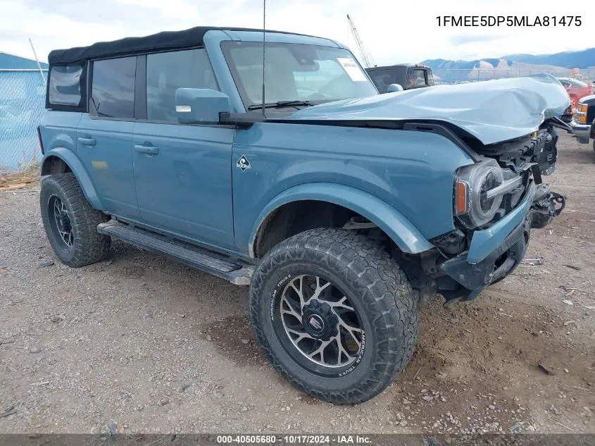 2021 Ford Bronco Outer Banks VIN: 1FMEE5DP5MLA81475 Lot: 40505680