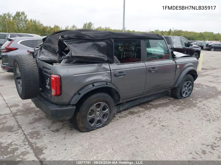 2022 Ford Bronco Big Bend/Black Diamond/Outer Banks VIN: 1FMDE5BH7NLB35917 Lot: 12071741