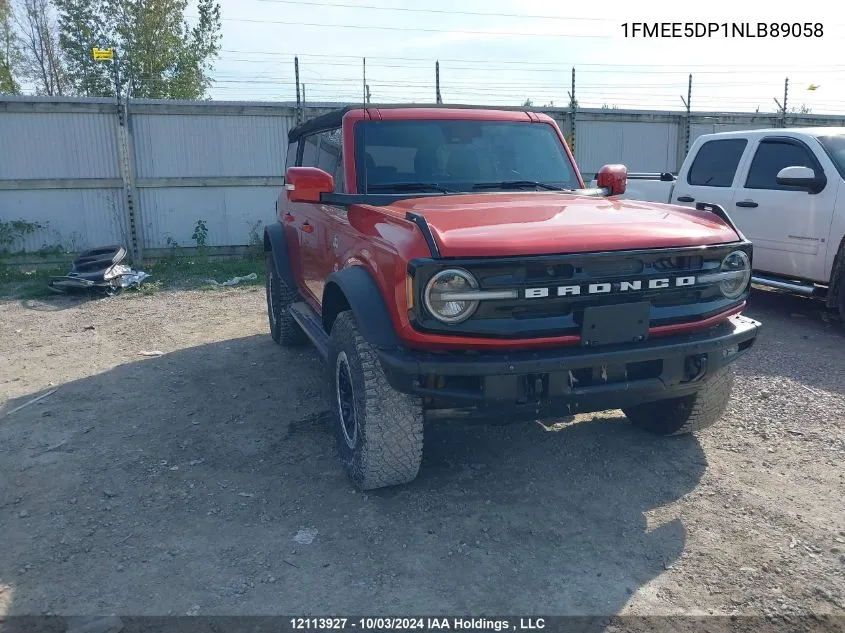 2022 Ford Bronco Outer Banks VIN: 1FMEE5DP1NLB89058 Lot: 12113927