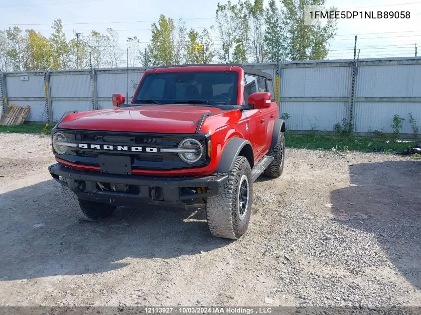 2022 Ford Bronco Outer Banks VIN: 1FMEE5DP1NLB89058 Lot: 12113927