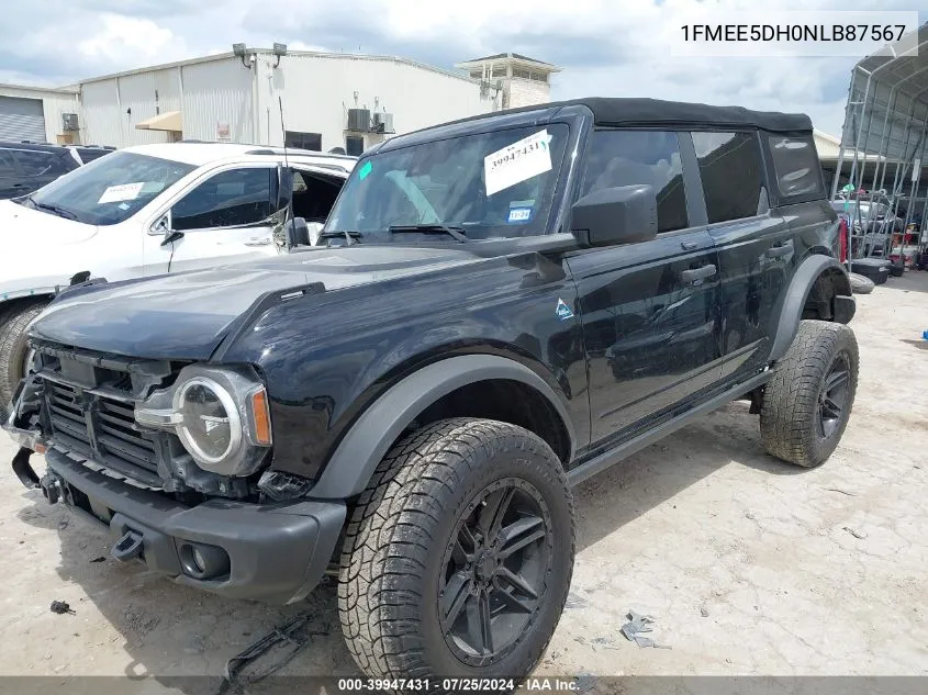 2022 Ford Bronco Black Diamond VIN: 1FMEE5DH0NLB87567 Lot: 39947431