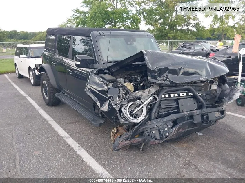 2022 Ford Bronco Outer Banks VIN: 1FMEE5DP9NLA92965 Lot: 40074449